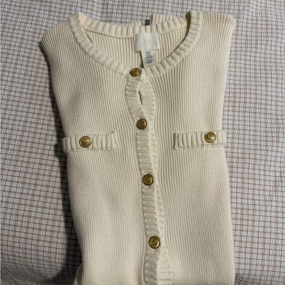 H&M Cream Ribbed Knit Button-Front Mini Dress - Picture 12 of 12